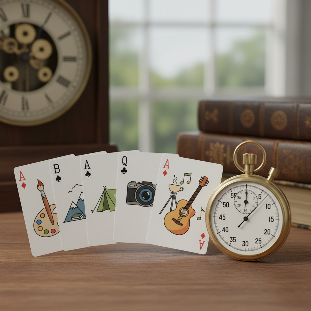 tarjetas con hobbies y cronómetro