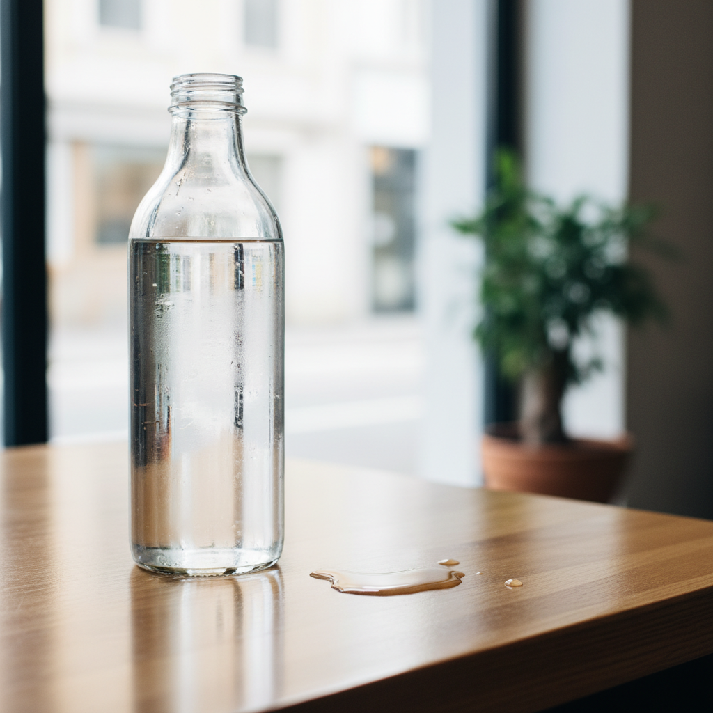 botella de agua sobre mesa