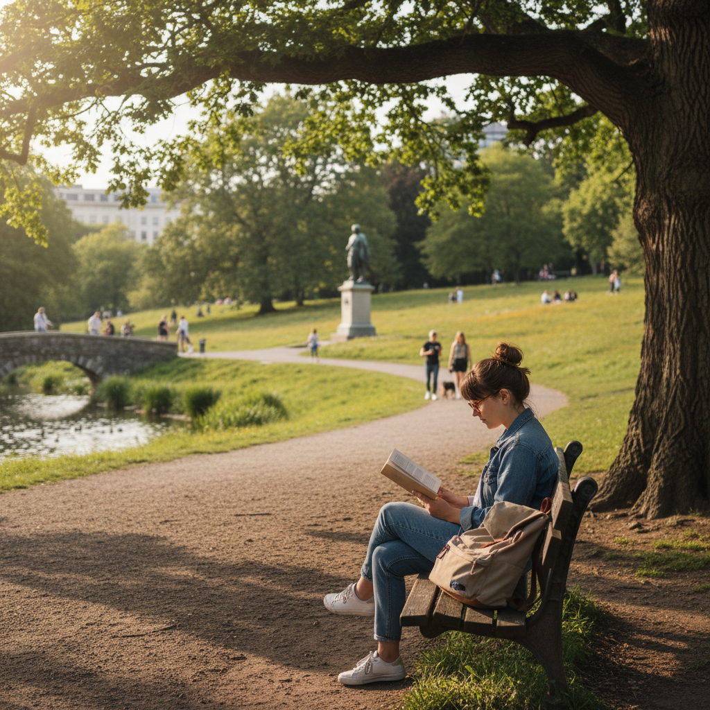 persona leyendo en un parque
