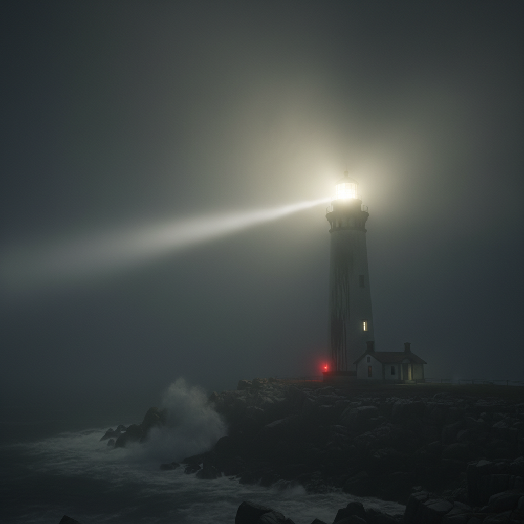 faro en noche de niebla