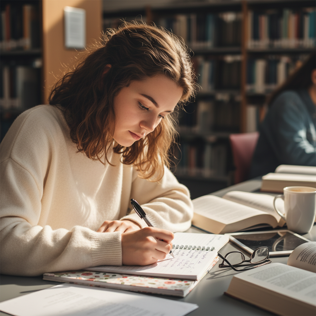 estudiante escribiendo en un cuaderno