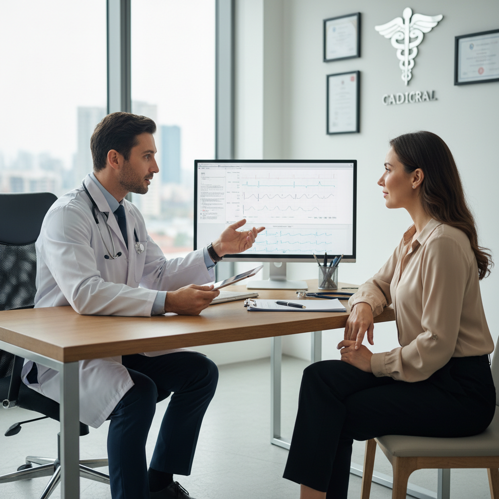escena de consulta médica entre paciente y doctor de forma clara y profesional
